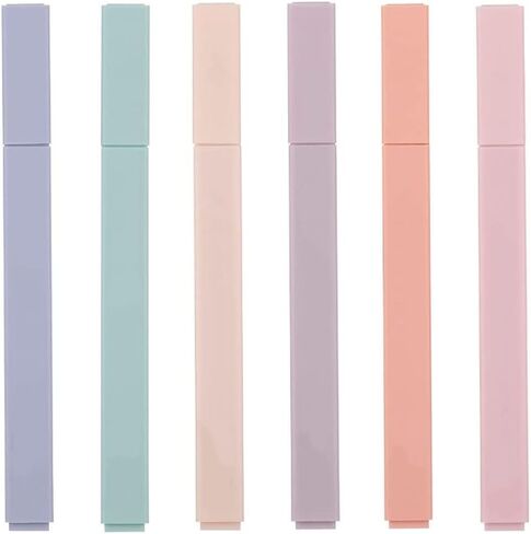 Yamadura Aesthetic Cute Highlighters with Soft Chisel Tip, 6pcs Mild Assorted Colors, No Bleed Dry Fast Easy to Hold, for School Office Journal Supplies (6pcs Cream Colors, Orange) in Saudi Arabia