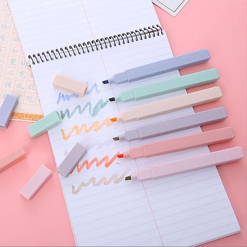 Yamadura Aesthetic Cute Highlighters with Soft Chisel Tip, 6pcs Mild Assorted Colors, No Bleed Dry Fast Easy to Hold, for School Office Journal Supplies (6pcs Cream Colors, Orange) in Saudi Arabia