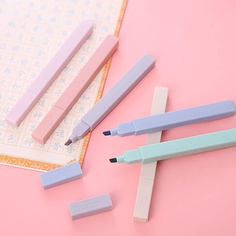 Yamadura Aesthetic Cute Highlighters with Soft Chisel Tip, 6pcs Mild Assorted Colors, No Bleed Dry Fast Easy to Hold, for School Office Journal Supplies (6pcs Cream Colors, Orange) in Saudi Arabia