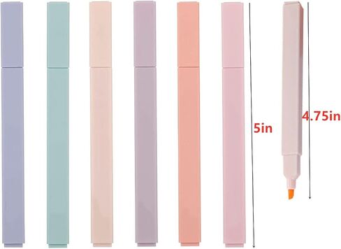 Yamadura Aesthetic Cute Highlighters with Soft Chisel Tip, 6pcs Mild Assorted Colors, No Bleed Dry Fast Easy to Hold, for School Office Journal Supplies (6pcs Cream Colors, Orange) in Saudi Arabia