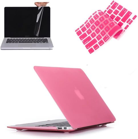 حافظة RUBAN متوافقة مع إصدار MacBook Air 11 بوصة (A1370/A1465) - غطاء واقٍ نحيف سهل التركيب وغطاء لوحة المفاتيح وغطاء لوحة المفاتيح، واقي شاشة لجهاز MacBook Air 11 (وردي) in Kuwait