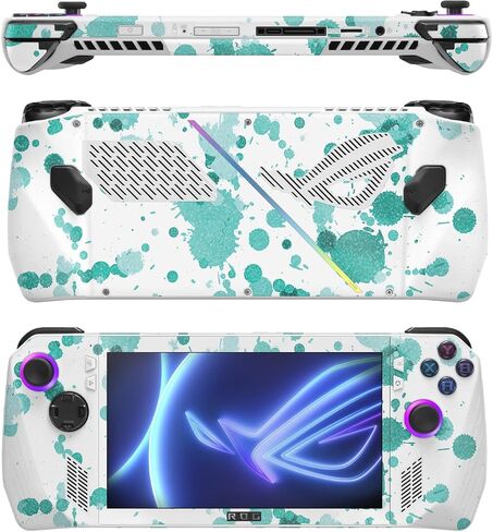 غلاف MightySkins اللامع المتوافق مع Asus ROG Ally - Teal Leopard | لمسة نهائية لامعة واقية ومتينة شديدة اللمعان | سهلة التطبيق in Kuwait