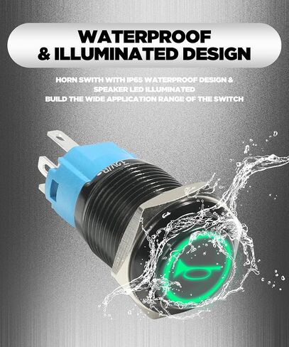 16mm Latching led Push Button,12V 3A LED Waterproof Stainless Steel self-Recover Latching momentary Switch Flat Head Ring Illuminated 1NO1NC Contact,IP65 Waterproof Push Button Switch (Green) in Saudi Arabia