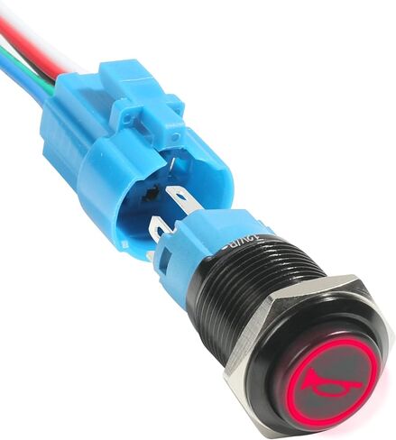 16mm Latching led Push Button,12V 3A LED Waterproof Stainless Steel self-Recover Latching momentary Switch Flat Head Ring Illuminated 1NO1NC Contact,IP65 Waterproof Push Button Switch (Green) in Saudi Arabia