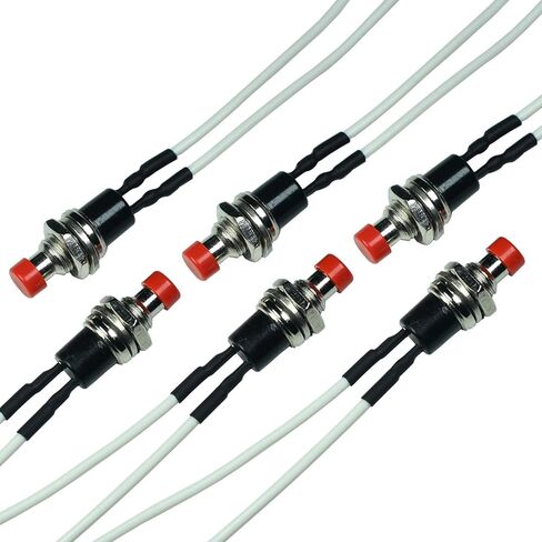 Momentary Push Button Switch with Wires, 1A 250VAC SPST Mini Pushbutton Switches Normal Open(NO) Red Cap - 6pcs in Saudi Arabia