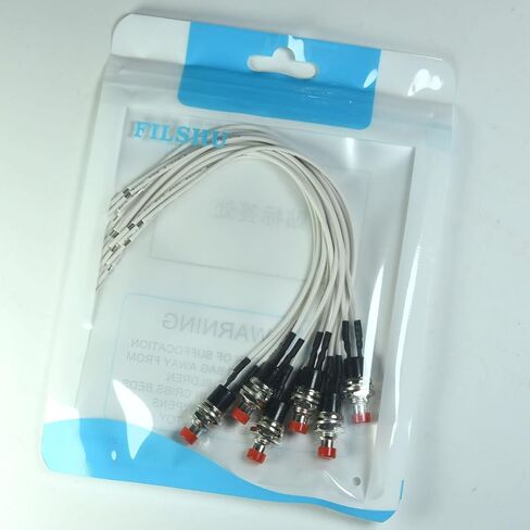 Momentary Push Button Switch with Wires, 1A 250VAC SPST Mini Pushbutton Switches Normal Open(NO) Red Cap - 6pcs in Saudi Arabia