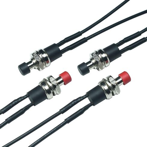 Momentary Push Button Switch with Wires, 1A 250VAC SPST Mini Pushbutton Switches Normal Open(NO) Red Cap - 6pcs in Saudi Arabia