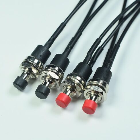 Momentary Push Button Switch with Wires, 1A 250VAC SPST Mini Pushbutton Switches Normal Open(NO) Red Cap - 6pcs in Saudi Arabia