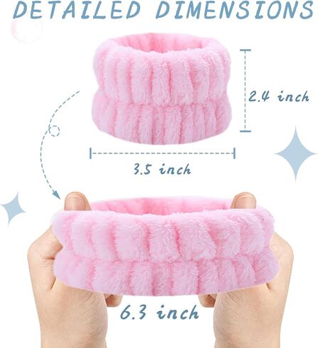 6 Pairs Microfiber Spa Wrist Bands for Washing Face, Women's Wrist Towels for Washing Face, Absorbent Face Washing Wristbands, Prevent Water from Spilling Down Your Arms (with 2 Powder Puffs) in Saudi Arabia