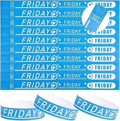 500pcs Wristbands for Events, Blue Friday Wristbands with Number 001-500 Waterproof Polyester Wristbands Day of The Week Bracelets Wrist Bands for Events Concert Festival Party in Saudi Arabia
