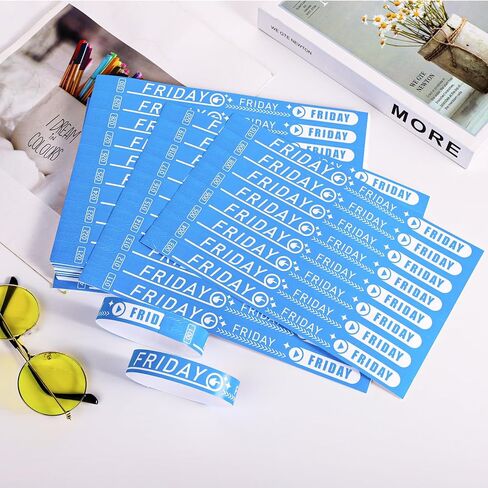 500pcs Wristbands for Events, Blue Friday Wristbands with Number 001-500 Waterproof Polyester Wristbands Day of The Week Bracelets Wrist Bands for Events Concert Festival Party in Saudi Arabia