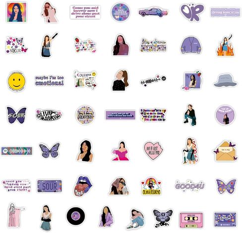 Singer Music Stickers 100pcs, Guts Olivia Great Rodrigo Sticker Pack, Waterproof Vinyl Stickers for Water Bottle, Laptop, Skateboard, Guitar, Phone (F) in Kuwait