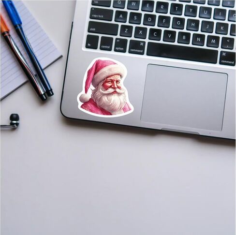 50pcs Pink Kawaii Merry Christmas Claus Stickers New Year Gift Decoration DIY Laptop Luggage Notebook Laptop Wall Window New Year Decoration Decals in Saudi Arabia