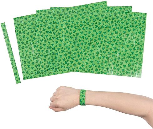 St. Patrick’s Day Self-Adhesive Paper Wristbands, Irish Lucky Clover Shamrock Paper Wristbands Bracelets Party Favors - 50PCS in Saudi Arabia