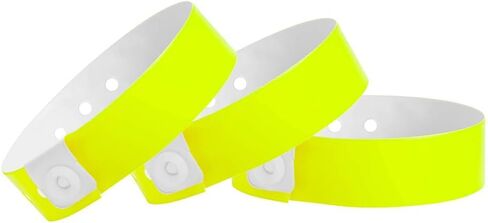 100 WristCo Extended Wear Premium Neon Blue Vinyl Secure Snap Wristbands - 5/8" x 10" - Adjustable Bracelets for Events, Waterproof, Durable, Wrist Bands for Waterparks Concerts Festival in Saudi Arabia