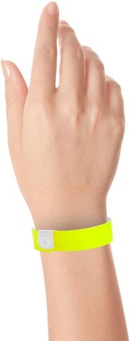 100 WristCo Extended Wear Premium Neon Blue Vinyl Secure Snap Wristbands - 5/8" x 10" - Adjustable Bracelets for Events, Waterproof, Durable, Wrist Bands for Waterparks Concerts Festival in Saudi Arabia