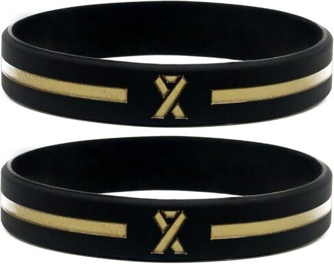 Gold Awareness Ribbon Wristbands (6-pack), Silicone Rubber in Kuwait