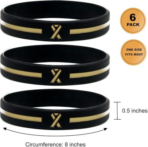 Gold Awareness Ribbon Wristbands (6-pack), Silicone Rubber in Kuwait