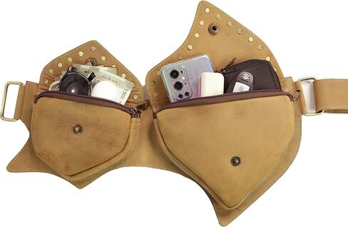 حقيبة خصر من الجلد قابلة للتعديل من Hunter للجري والرياضة والمشي لمسافات طويلة وحزام السفر (بني داكن) in Kuwait