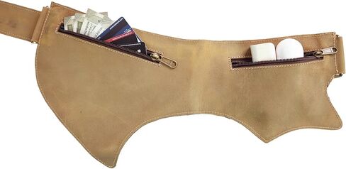 حقيبة خصر من الجلد قابلة للتعديل من Hunter للجري والرياضة والمشي لمسافات طويلة وحزام السفر (بني داكن) in Kuwait