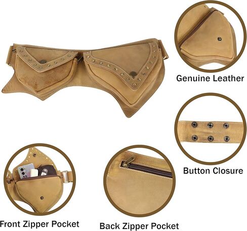 حقيبة خصر من الجلد قابلة للتعديل من Hunter للجري والرياضة والمشي لمسافات طويلة وحزام السفر (بني داكن) in Kuwait