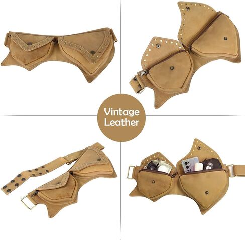 حقيبة خصر من الجلد قابلة للتعديل من Hunter للجري والرياضة والمشي لمسافات طويلة وحزام السفر (بني داكن) in Kuwait