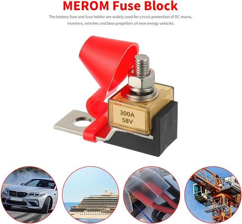 MEROM 300A 58V كتلة الصمامات محطة البطارية جبل مجموعة كتلة الصمامات مع 5/16 "-18 (8 مم) مسمار المحطة، MRBF لمركبات الطاقة الجديدة RVs السفن السياحية الرافعات بطاريات الشحن أكوام in Kuwait