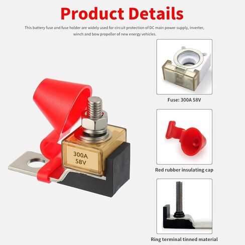 MEROM 300A 58V كتلة الصمامات محطة البطارية جبل مجموعة كتلة الصمامات مع 5/16 "-18 (8 مم) مسمار المحطة، MRBF لمركبات الطاقة الجديدة RVs السفن السياحية الرافعات بطاريات الشحن أكوام in Kuwait