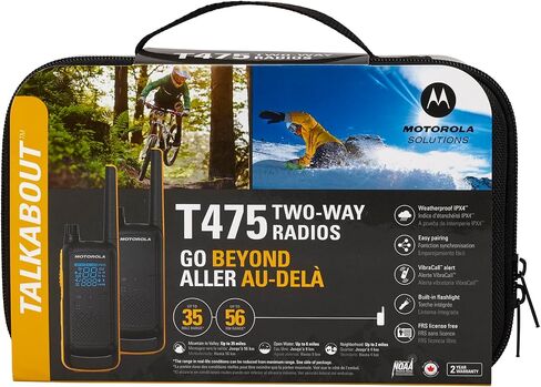 Motorola Talkabout T475 Two Way Radio 4-Pack Walkie Talkies Black/Yellow 22 Channels PTT Earpieces Carrying Case in Saudi Arabia