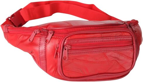 Home-X Genuine Leather Lambskin Waist Bag, Fanny Pack (Red) in Saudi Arabia