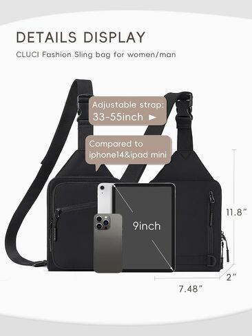 CLUCI Sling Bag for Women and Men, Lightweight Crossbody Bag, Casual Backpack Fanny Packs Chest Bag for Travel in Saudi Arabia