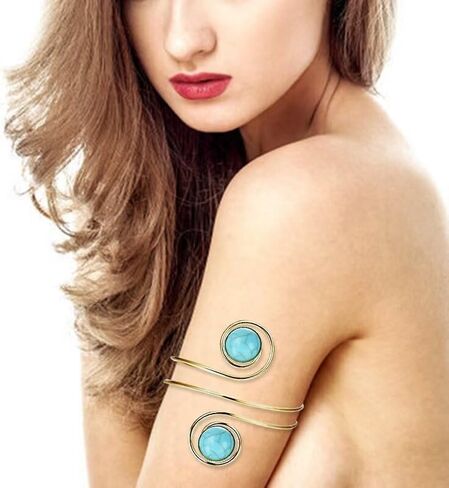 Gold Plated Upper Arm Bracelet Cuff Bangle Flower Sun Moon Butterfly Swirl Upper Arm Armlet Simple Bracelets Adjustable Armband Jewelry for Women Girls in Kuwait