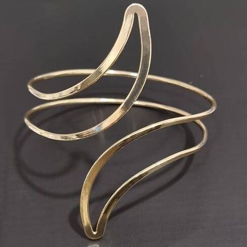 Gold Plated Upper Arm Bracelet Cuff Bangle Flower Sun Moon Butterfly Swirl Upper Arm Armlet Simple Bracelets Adjustable Armband Jewelry for Women Girls in Kuwait