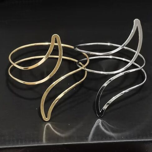 Gold Plated Upper Arm Bracelet Cuff Bangle Flower Sun Moon Butterfly Swirl Upper Arm Armlet Simple Bracelets Adjustable Armband Jewelry for Women Girls in Kuwait