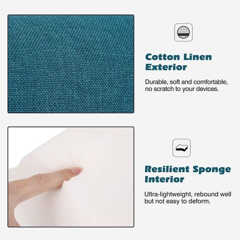 MoKo Tablet Pillow Holder, Foldable Soft Pillow Tablet Stand Up to 12.9", Sofa Throw Pillow for Xmas Gift, Compatible with iPad 9 2021,iPad Mini 6,iPad 10th,iPad Pro 12.9/11 2022,Tab S7, Peacock Blue in Saudi Arabia