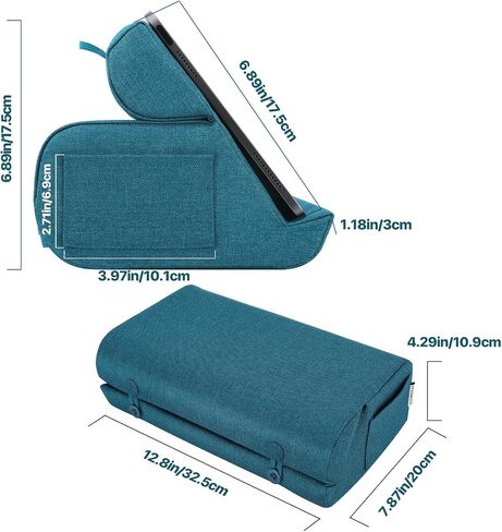 MoKo Tablet Pillow Holder, Foldable Soft Pillow Tablet Stand Up to 12.9", Sofa Throw Pillow for Xmas Gift, Compatible with iPad 9 2021,iPad Mini 6,iPad 10th,iPad Pro 12.9/11 2022,Tab S7, Peacock Blue in Saudi Arabia