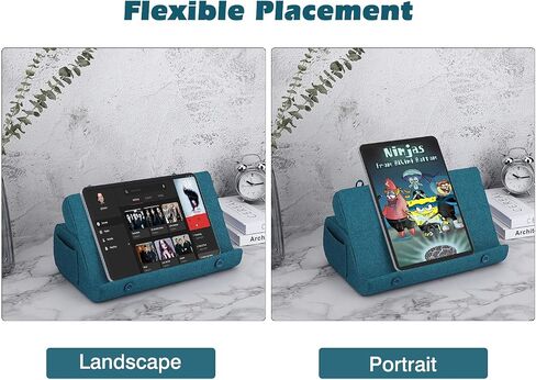 MoKo Tablet Pillow Holder, Foldable Soft Pillow Tablet Stand Up to 12.9", Sofa Throw Pillow for Xmas Gift, Compatible with iPad 9 2021,iPad Mini 6,iPad 10th,iPad Pro 12.9/11 2022,Tab S7, Peacock Blue in Saudi Arabia