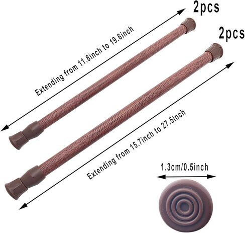 4 قطع من قضبان الخزانة، قضبان توتر زنبركية قابلة للتعديل، ستارة شريط الثلاجة، قضيب قابل للتمديد للمشروعات اليدوية، من 15.7 بوصة إلى 28 بوصة ومن 11.8 بوصة إلى 20 بوصة in Kuwait