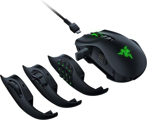 ماوس الألعاب اللاسلكي Razer Naga Pro: لوحة جانبية قابلة للتبديل مع تكوينات 2، 6، 12 زرًا - التركيز + مستشعر بصري 20K DPI - أسرع مفتاح ماوس للألعاب - إضاءة Chroma RGB (متجددة) in Kuwait
