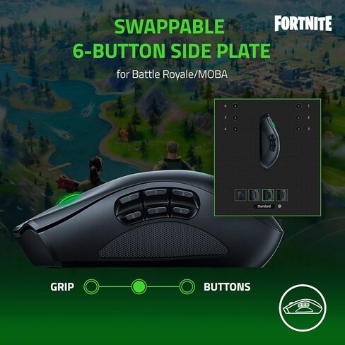 ماوس الألعاب اللاسلكي Razer Naga Pro: لوحة جانبية قابلة للتبديل مع تكوينات 2، 6، 12 زرًا - التركيز + مستشعر بصري 20K DPI - أسرع مفتاح ماوس للألعاب - إضاءة Chroma RGB (متجددة) in Kuwait