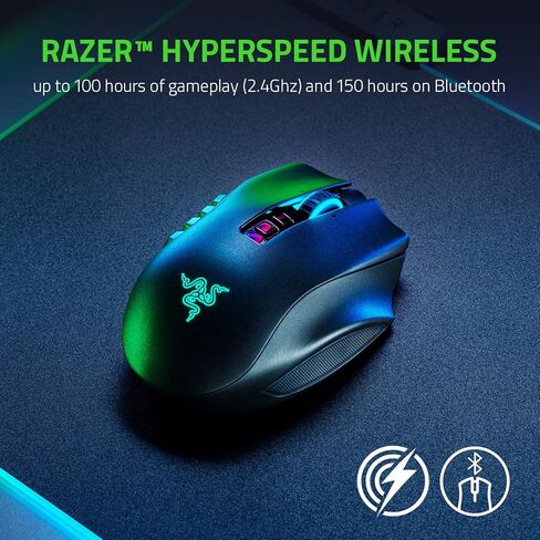 ماوس الألعاب اللاسلكي Razer Naga Pro: لوحة جانبية قابلة للتبديل مع تكوينات 2، 6، 12 زرًا - التركيز + مستشعر بصري 20K DPI - أسرع مفتاح ماوس للألعاب - إضاءة Chroma RGB (متجددة) in Kuwait