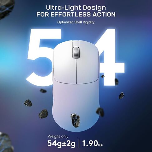 FELICON AJAZZ AJ099 Wireless Gaming Mouse, 59g Ultra-Lightweight, 6 DPI Settings, 2.4G & Wired, 500mAh Rechargeable Battery, Compatible with PC/Windows/Mac/PS4/Xbox (Black) in Kuwait