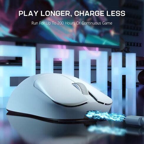 FELICON AJAZZ AJ099 Wireless Gaming Mouse, 59g Ultra-Lightweight, 6 DPI Settings, 2.4G & Wired, 500mAh Rechargeable Battery, Compatible with PC/Windows/Mac/PS4/Xbox (Black) in Kuwait
