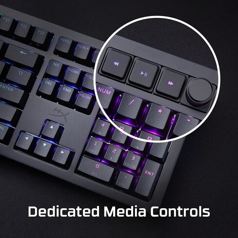 HyperX Alloy Rise - لوحة مفاتيح ألعاب ميكانيكية قابلة للتبديل السريع، كمبيوتر شخصي، مستشعر الإضاءة المحيطة، حشية مثبتة، مفاتيح خطية in Kuwait