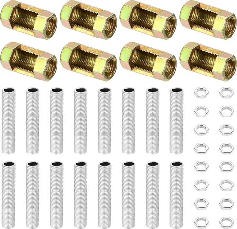 مجموعات إصلاح أنابيب مصباح الخيط الدقيق من باتيكل M10، 8 قطع M10×30 صامولة توصيل سداسية معدنية مع أنبوب ملولب وجوز سداسي لقضيب تمديد الأضواء in Kuwait