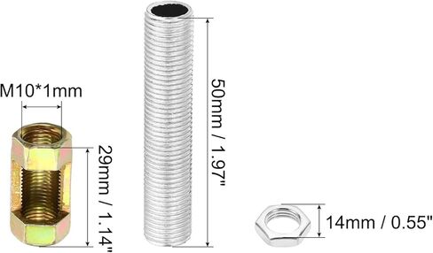 مجموعات إصلاح أنابيب مصباح الخيط الدقيق من باتيكل M10، 8 قطع M10×30 صامولة توصيل سداسية معدنية مع أنبوب ملولب وجوز سداسي لقضيب تمديد الأضواء in Kuwait