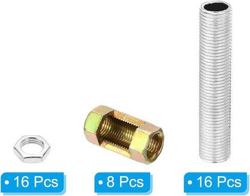 مجموعات إصلاح أنابيب مصباح الخيط الدقيق من باتيكل M10، 8 قطع M10×30 صامولة توصيل سداسية معدنية مع أنبوب ملولب وجوز سداسي لقضيب تمديد الأضواء in Kuwait
