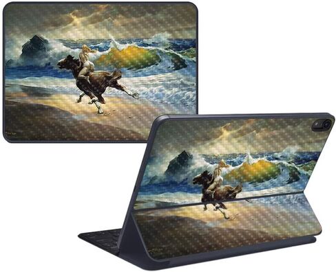 غلاف MightySkins من ألياف الكربون للوحة المفاتيح الذكية Apple iPad Pro مقاس 12.9 بوصة (2018) - Dragon Paradise - لمسة نهائية واقية ومتينة من ألياف الكربون - سهلة التطبيق وتغيير الأنماط - صنع في الولايات المتحدة الأمريكية in Kuwait