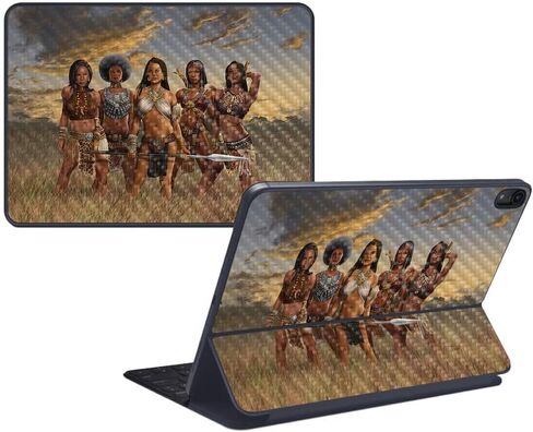غلاف MightySkins من ألياف الكربون للوحة المفاتيح الذكية Apple iPad Pro مقاس 12.9 بوصة (2018) - Dragon Paradise - لمسة نهائية واقية ومتينة من ألياف الكربون - سهلة التطبيق وتغيير الأنماط - صنع في الولايات المتحدة الأمريكية in Kuwait