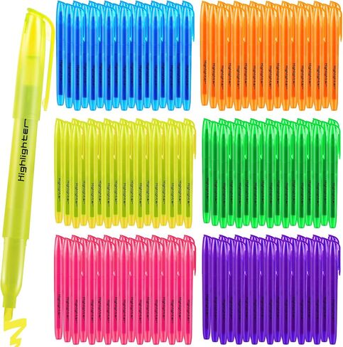 Highlighters Assorted Colors Bulk, 60 Pcs Pastel Highlighters Bulk with 6 Colors, Colored Highlighters for Office and School Supplies in Saudi Arabia